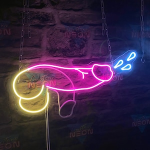 Neon sign Penis for sex shop and striptease club. Dick luminous decoration for bachelorette party or gay gift. image 6