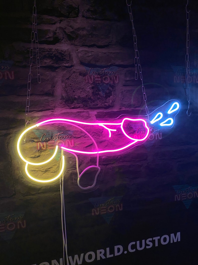 Neon sign Penis for sex shop and striptease club. Dick luminous decoration for bachelorette party or gay gift. image 6