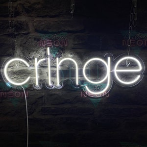 Letrero de neón Cringe para decoración de habitación de adolescentes.