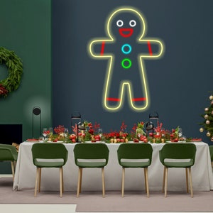 Gingerbread man Neon Sign, Gingerbread decor, Led fairy lights, Christmas gifts idea, Christmas clearance, Christmas lights image 6
