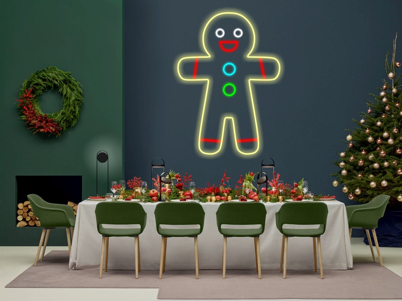 Gingerbread man Neon Sign, Gingerbread decor, Led fairy lights, Christmas gifts idea, Christmas clearance, Christmas lights image 6