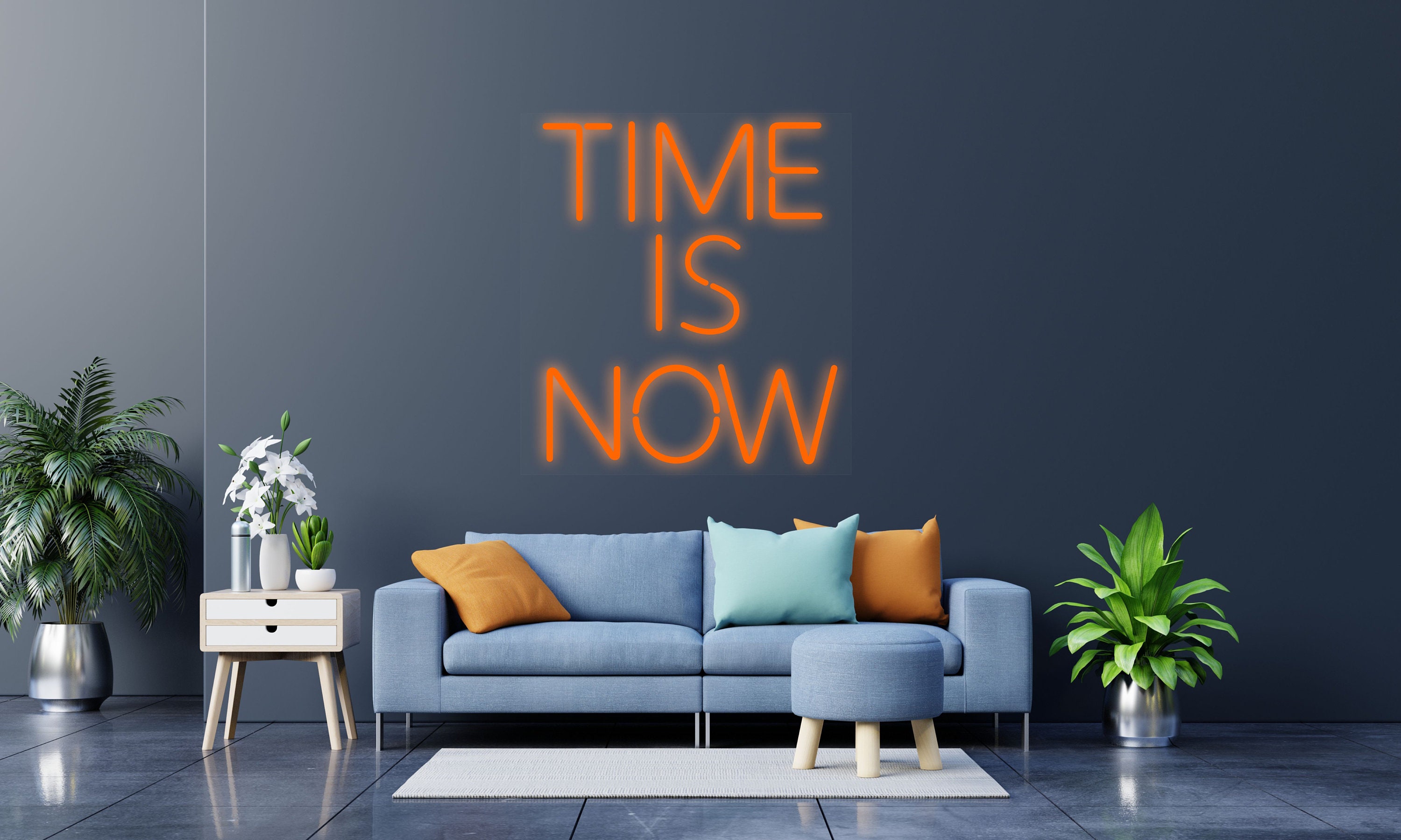 Neon Sign Art Time is Now Neon Sign Over Bed Wall Decor Etsy