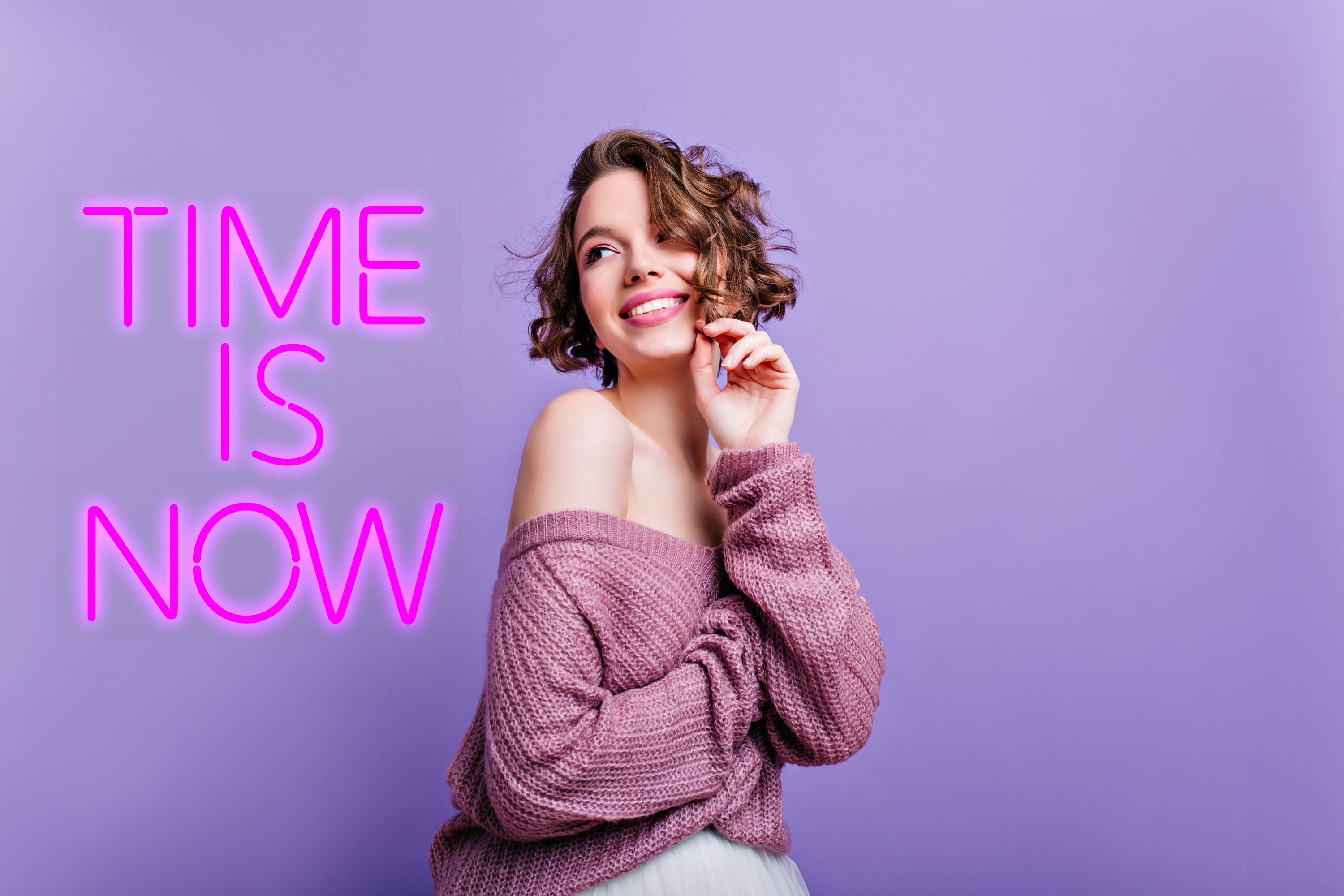 Neon Sign Art Time is Now Neon Sign Over Bed Wall Decor Etsy