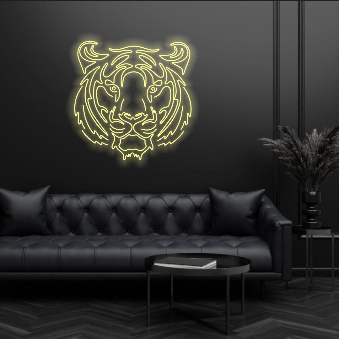 Tiger Head Neon Sign: LED Wall Art, Bedroom Decor - Etsy