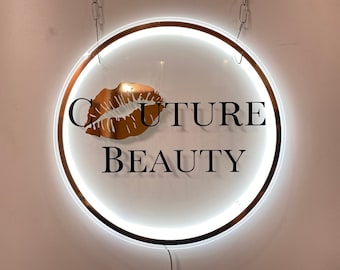 Rose Gold mirror sign for Business . Custom acrylic logo for Office.