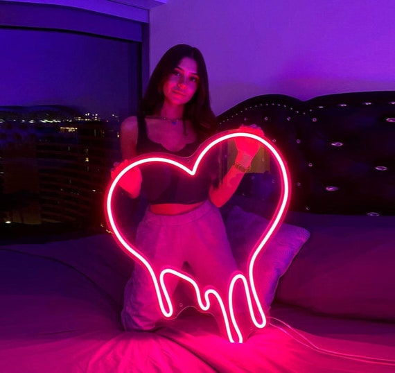 Melting Heart Dripping Heart Neon Sign Light Office Living Room