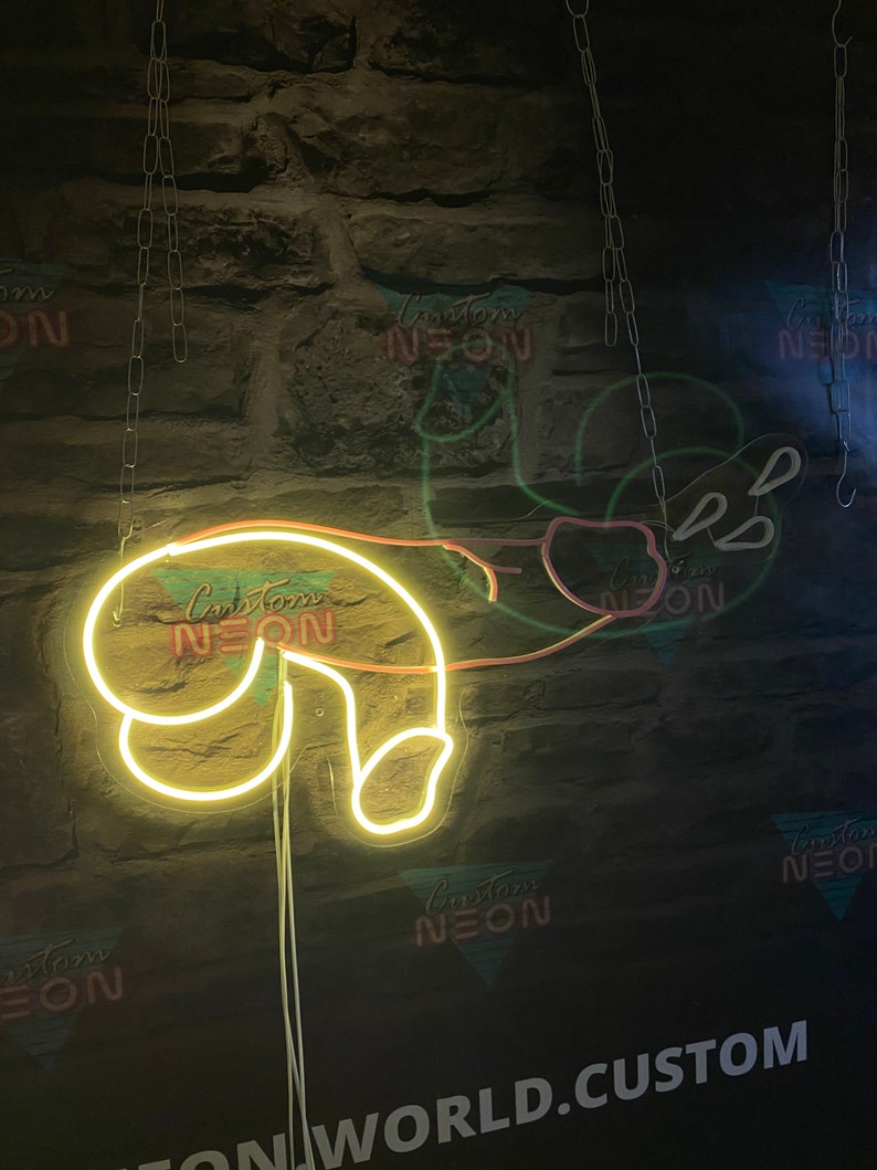 Neon sign Penis for sex shop and striptease club. Dick luminous decoration for bachelorette party or gay gift. image 4