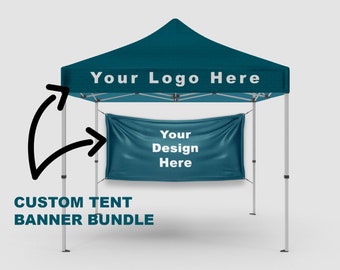 Tent Banner Bundle , Two Customized Tent Banners | Custom Tent banner for Trade Show Your custom Logo and Business Name Banner