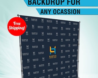 Custom Step and Repeat Banner | Business Logo Backdrop | Personalized Birthday Wedding, Party Event Backdrop | Full Color