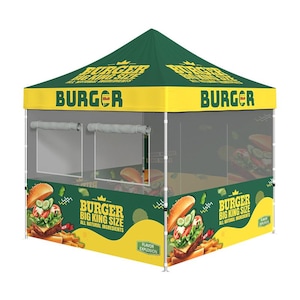 Paquete completo de carpa para puesto de comida de 10x10 pies: diseño personalizado gratuito, carpa para puestos de comida a medida, incluye ventanas y puerta de malla, entrega rápida.