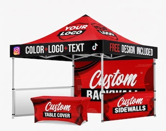 Custom 10x10 Canopy Tent – Free Personalized Design, Trade Show Booth, Fast Delivery