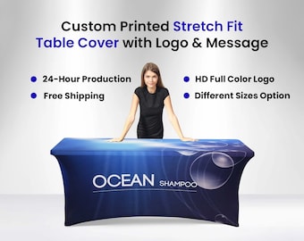 Custom Spandex Stretch Tablecloth, Pop Up Event Shop, Custom Logo Trade Show, Christmas Fair Branded Table Cover