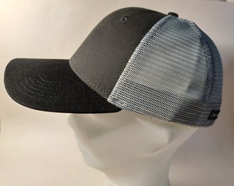 Black DriDuck Hudson blank Black, Charcoal, Gray mesh back w curved visor structured