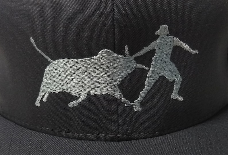 Bull Fighter Silhouette on Charcoal cap with full back flat visor