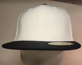 Flexfit 210 Fitted blank  white with black visor. Sharp looking dressy caps