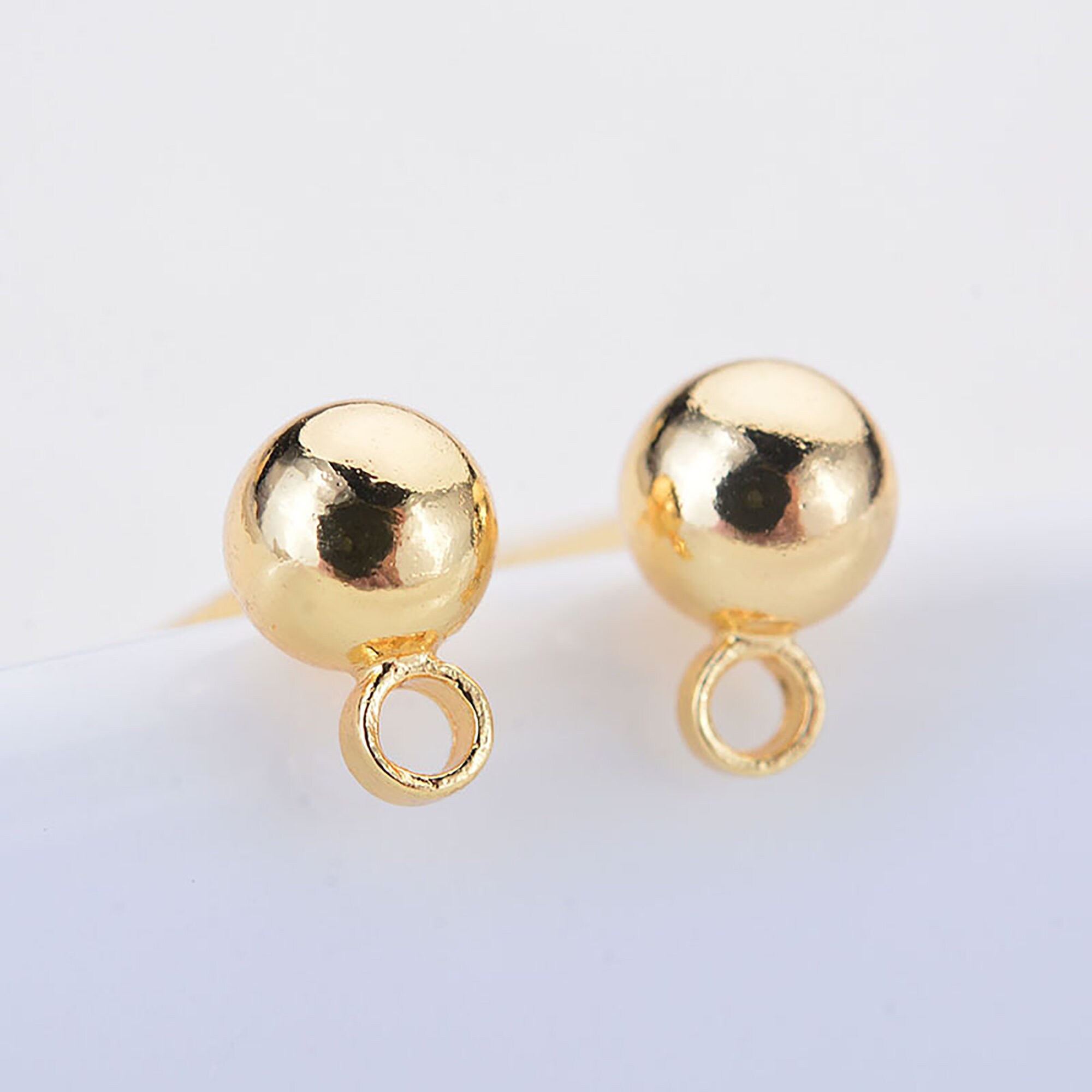 20Pcs Gold Plated Ball Earring Posts Ball Stud Earrings Etsy