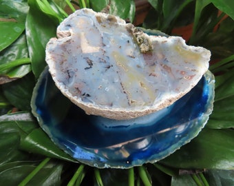 Blue Agate Half-Geode with Blue Agate Plate