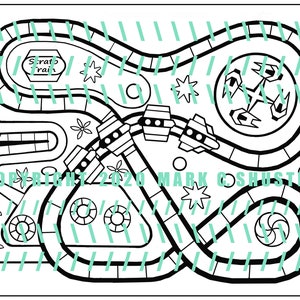 Meteor Train + Auto Race Coloring Pages File jpeg pdf - Montagne russe del parco a tema, giostre e pista per auto