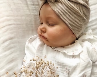 Turban bonnet bébé fille, fait main