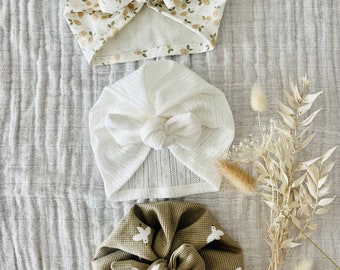 Handmade flowered baby turban hat