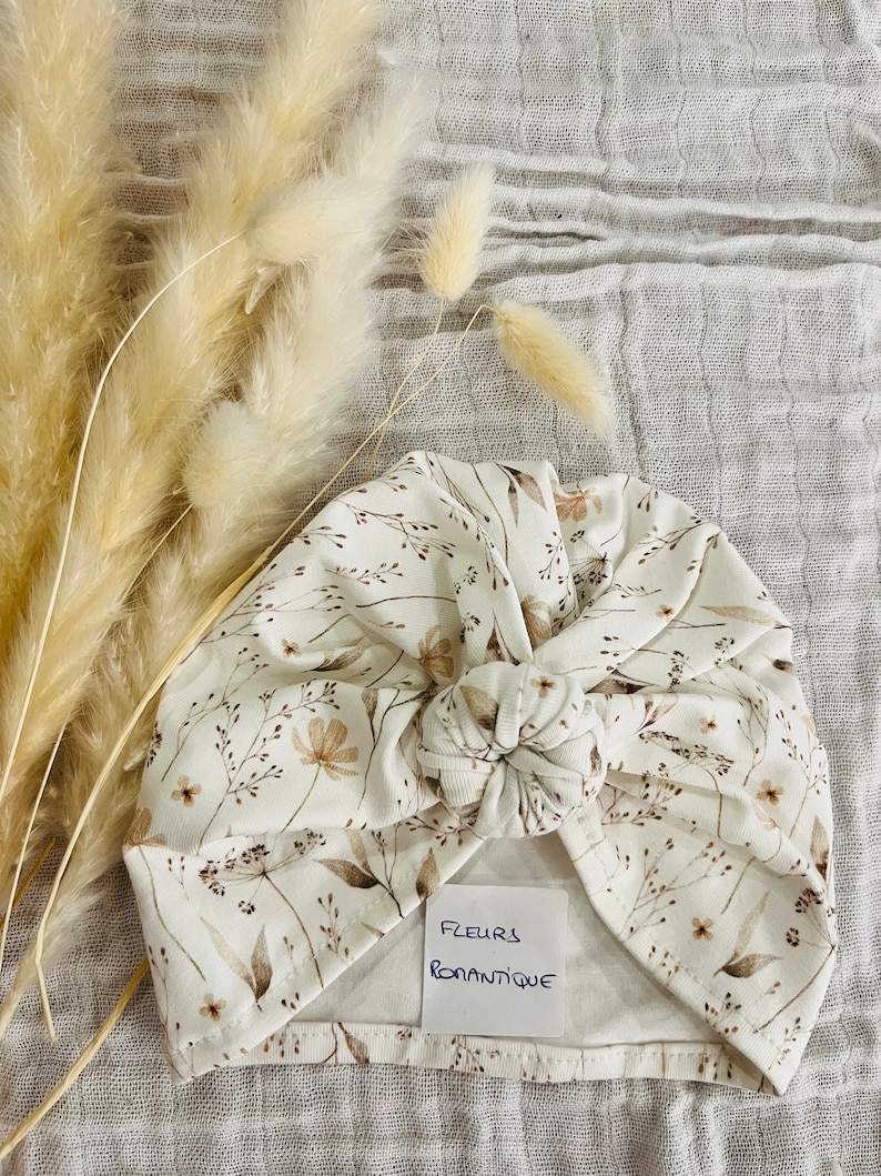 Handmade flowered baby turban hat image 5