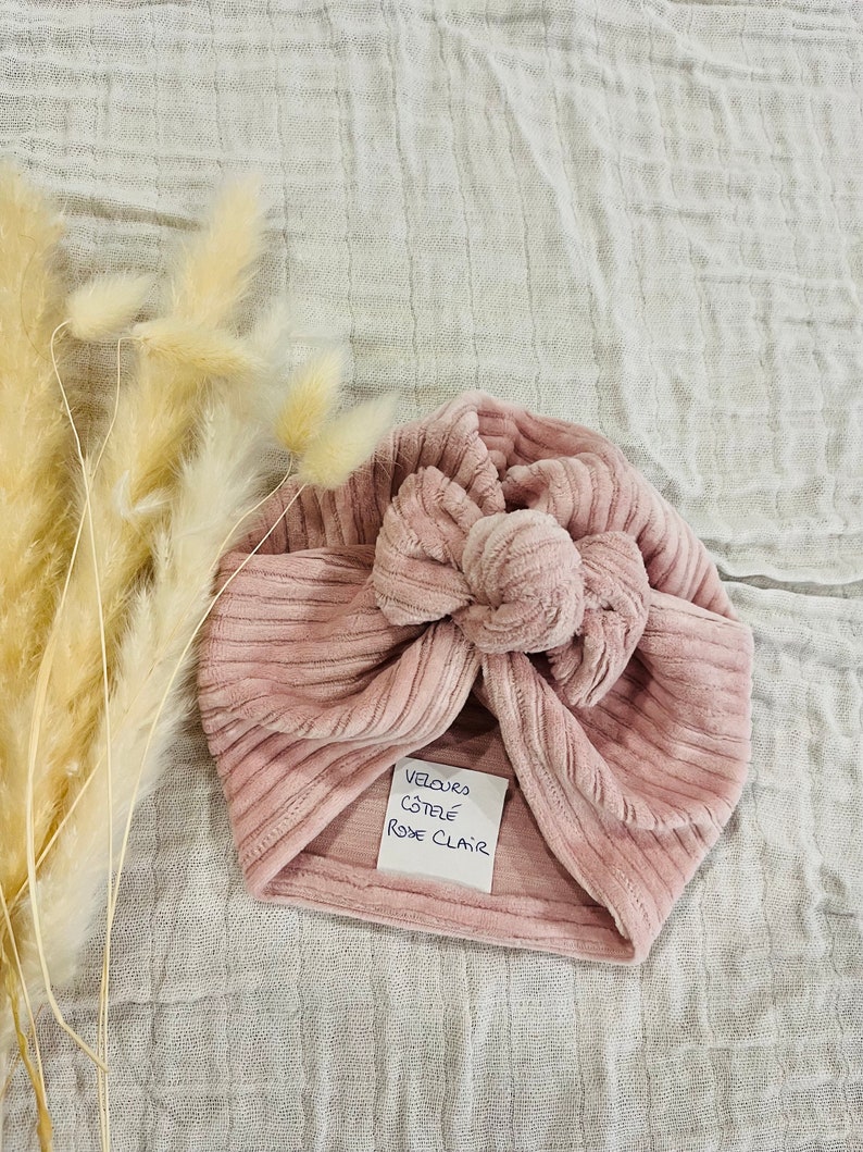 Warm baby girl turban, handmade image 5