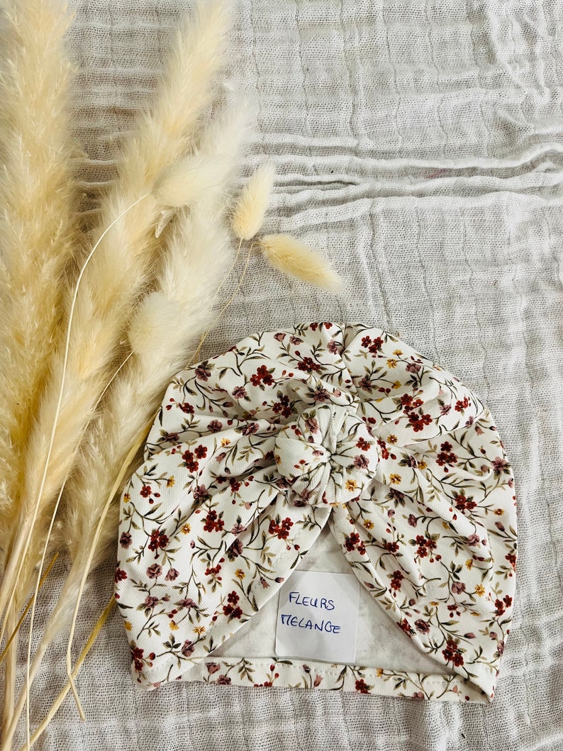 Handmade flowered baby turban hat image 4