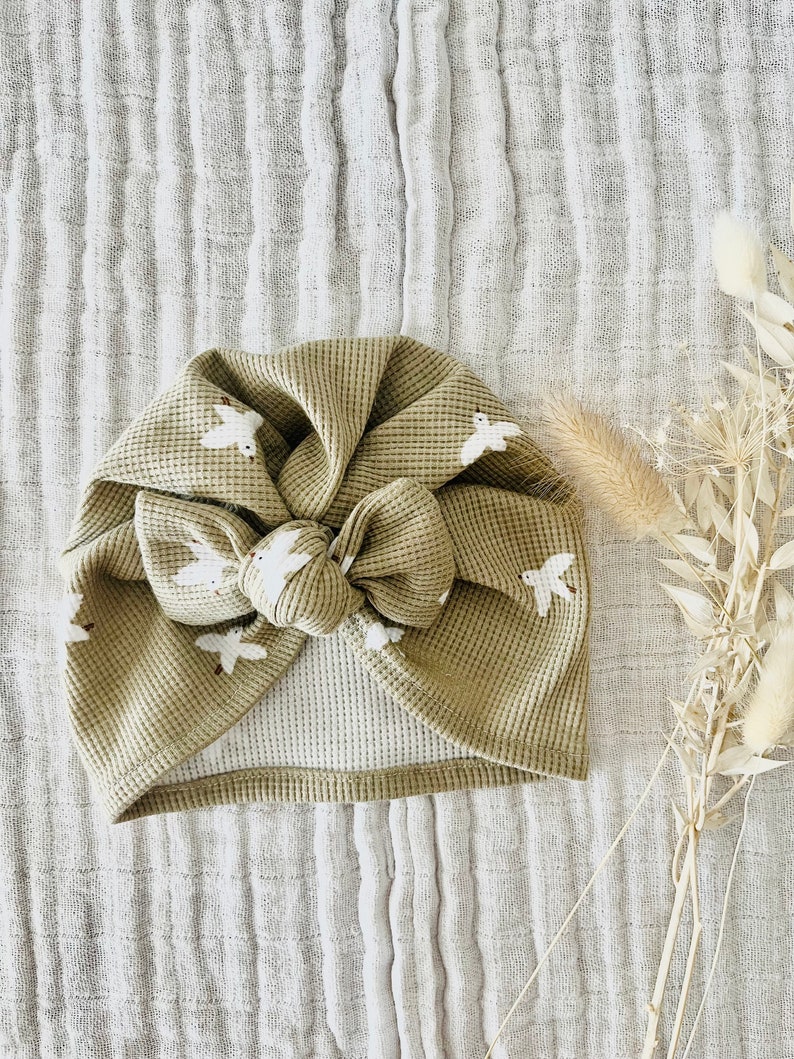 Handmade flowered baby turban hat image 3