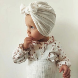 Warm baby girl turban, handmade image 1