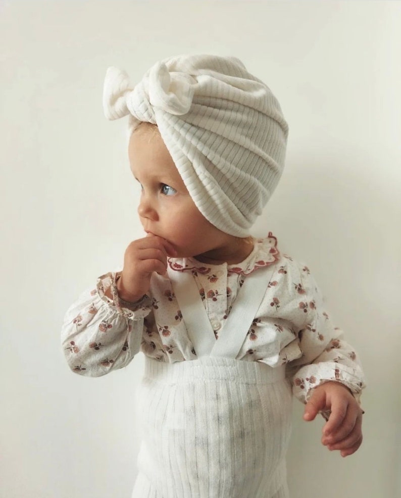 Warm baby girl turban, handmade image 1