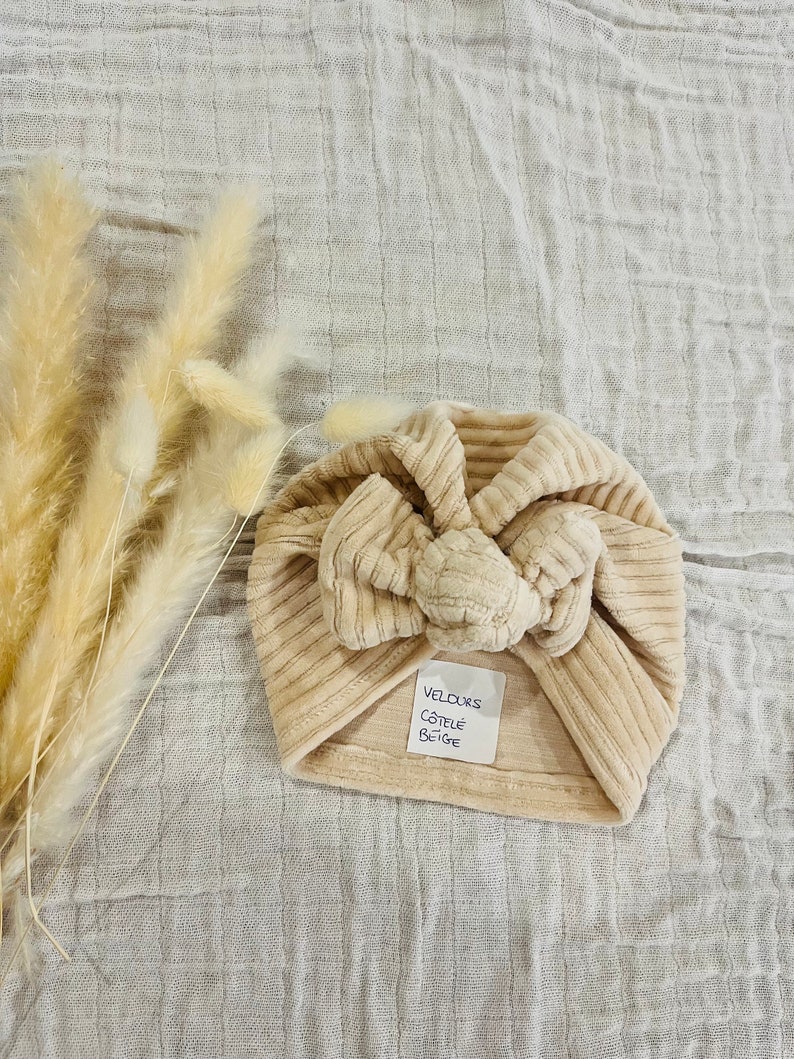 Warm baby girl turban, handmade image 3