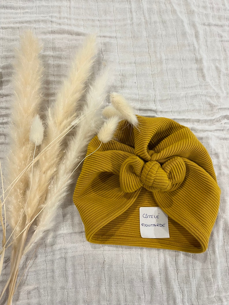 Turban bonnet bébé fille, fait main image 5