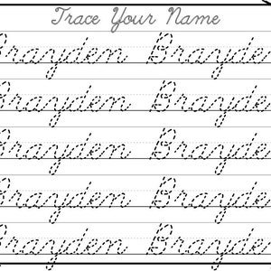 Printable specific child name tracing worksheets. BRAYDEN | Etsy
