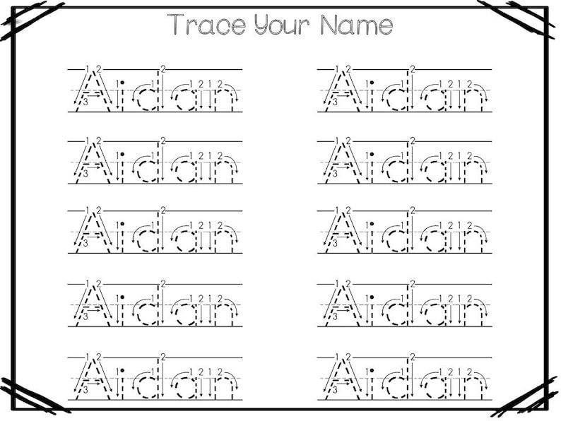 AIDAN No Prep Child First Name Tracing Worksheets and | Etsy