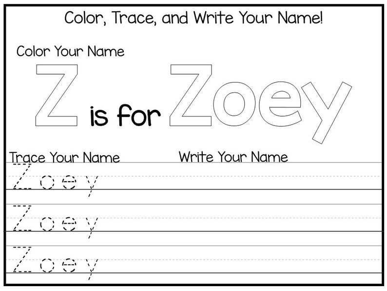 20 printable zoey name tracing worksheets and activities no etsy