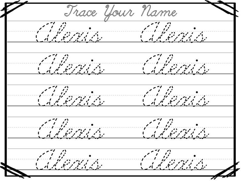ALEXIS Printable Name Tracing Worksheets And Activities 20 Etsy