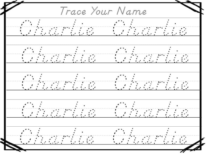 20 printable charlie name tracing worksheets and activities etsy