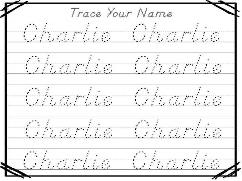 20 printable charlie name tracing worksheets and activities etsy