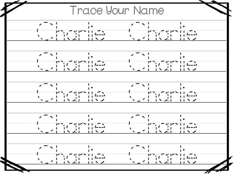 20 printable charlie name tracing worksheets and activities etsy