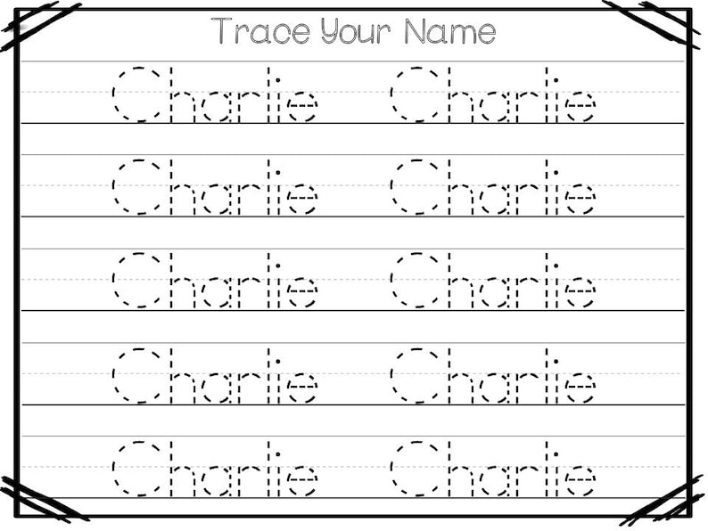 20 printable charlie name tracing worksheets and activities etsy