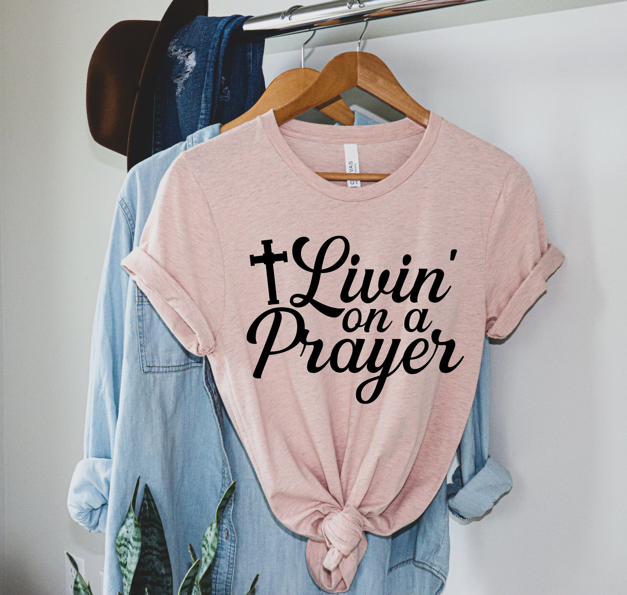 Livin' on a prayer shirt Faith Grace Shirt Christian | Etsy