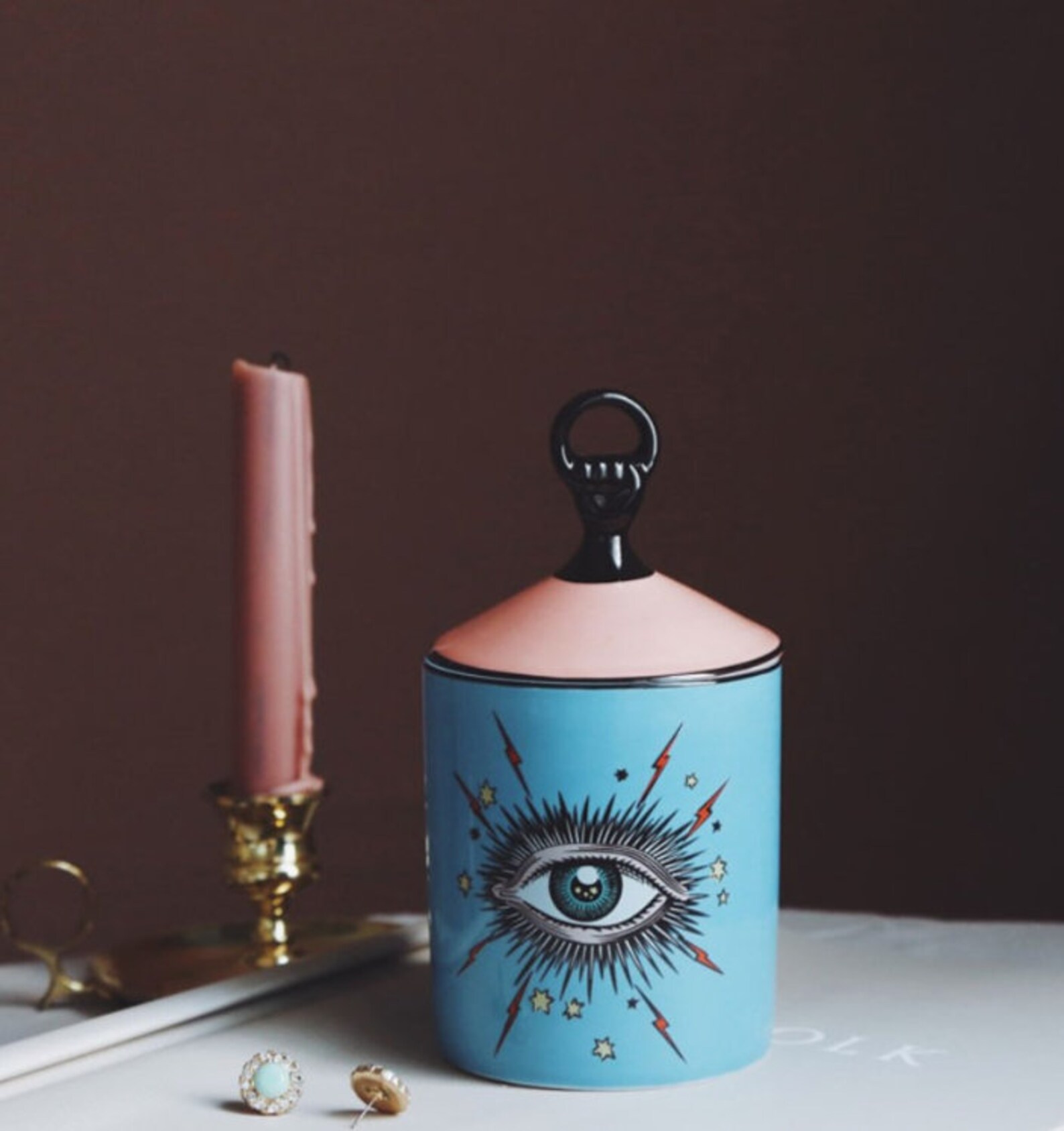 Big Evil Eye Jar Starry Sky Incense Candle Holder with Hand Etsy