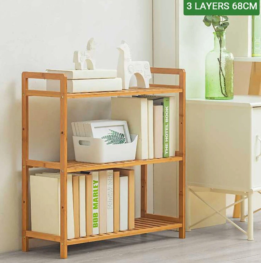 Bookshelf Bamboo Shelf Bookcase 3/4/5 layers 3 tiers 68cm Etsy
