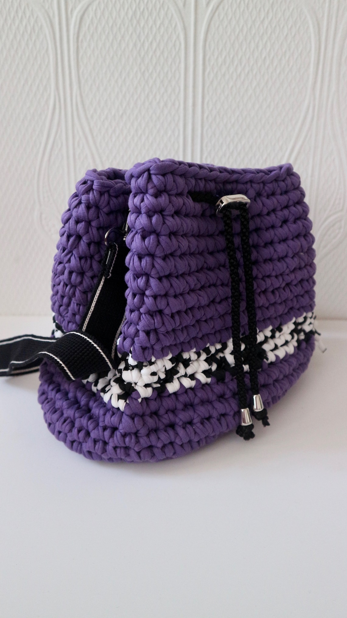 Tshirt Yarn Crochet bag Handmade cotton bag Modern Crochet Etsy