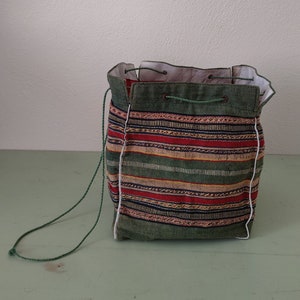 Vintage Handwoven Greek Textile Art Bucket Purse/Bag Mykonos Greece 1950’s