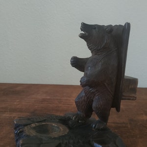 Antique Black Forest Bear Carrying Backpack Match Box Holder