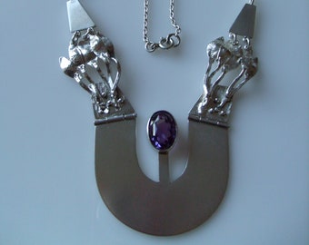 Vintage Estonian Silver/Baltic Silver Necklace Amethyst Stone Estonia Tallinn