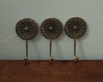 Brass Boho Floral  Wall Hooks