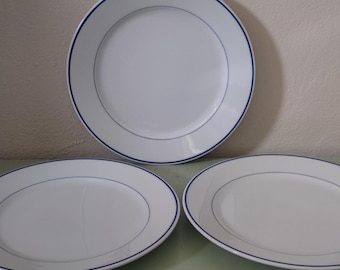 Apilco Tradition Blue Large Dinner Plates France Set of Three