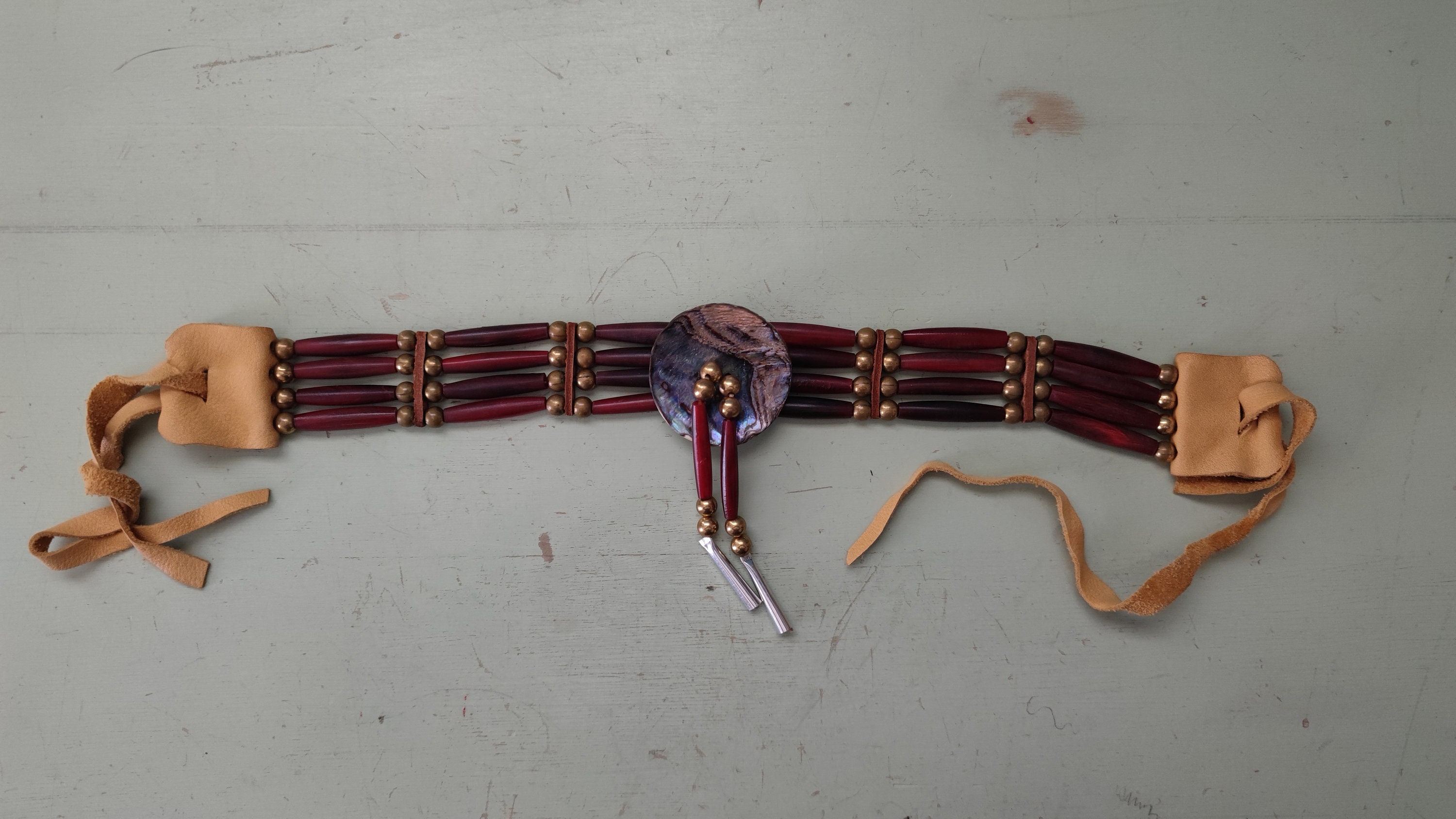 Native American Clamshell Choker Necklace Native American Native American Clamshell Choker Necklace Native American